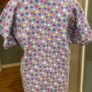 Vintage Valentine’s Day Scrub Top MHD Scrubs Size Large Gently Used